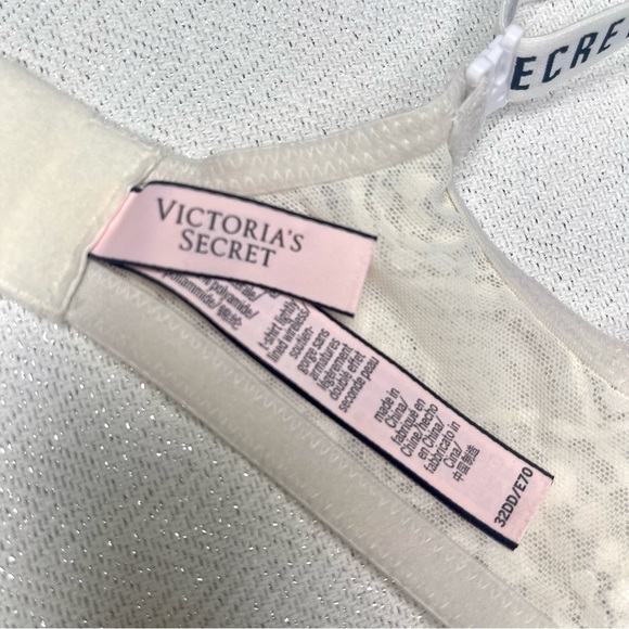 Victoria Secret Lace T Shirt Lightly Padded Wireless Bra White 32DD - Picture 7 of 7